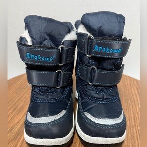 Apakowa Kids Boys Snow Commander Winter Toddler Blue Snow Boots -23